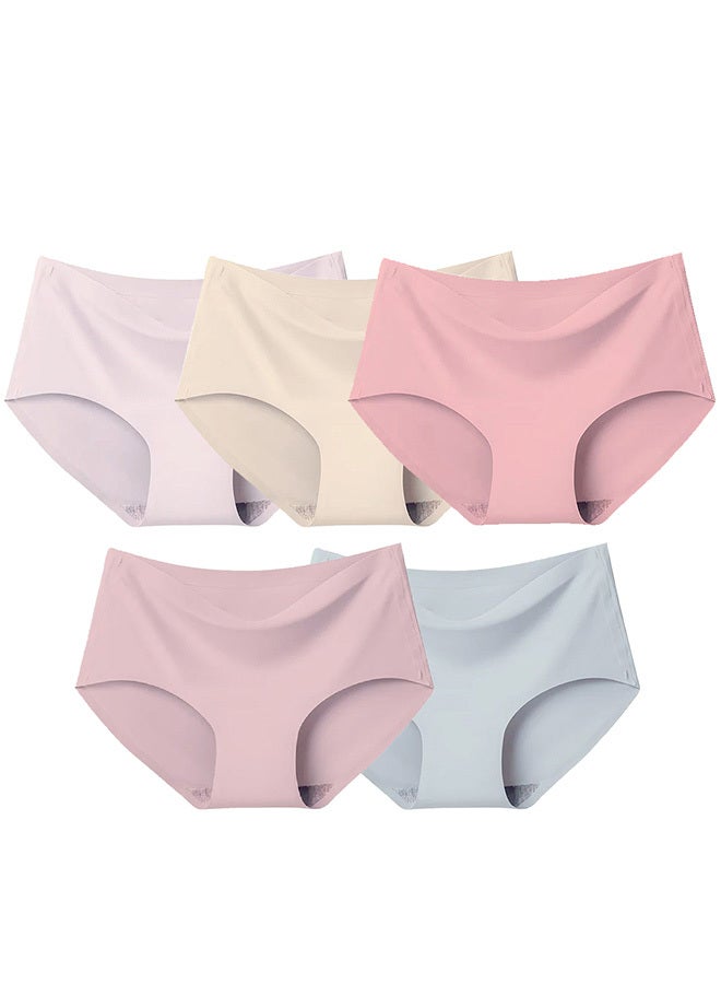 5 Packs Women's Large Size Underwear Silk Women Lingerie Seamless Women High Rise Underwear Multicolour /L(waist 64-72/Weight 55~65kg)  - Image 2