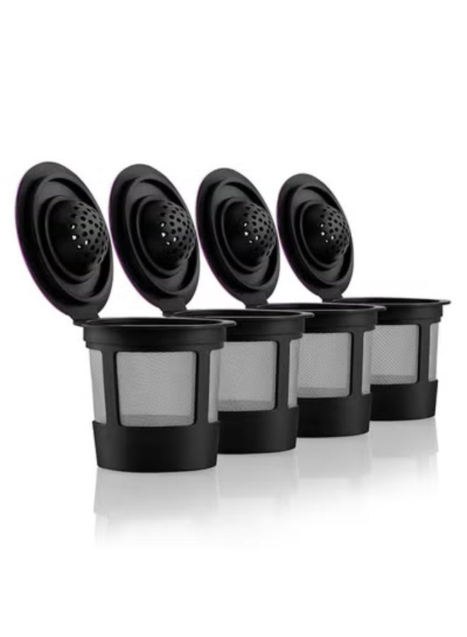 fantasize 4 Black Reusable K Cups for Keurig Coffee Makers - BPA Free Universal Fit Refillable Kcups Coffee Filters for 1.0 and 2.0 Keurig Brewers - Image 1