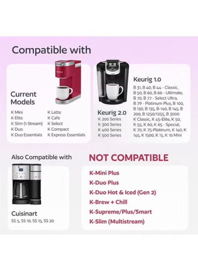 fantasize 4 Black Reusable K Cups for Keurig Coffee Makers - BPA Free Universal Fit Refillable Kcups Coffee Filters for 1.0 and 2.0 Keurig Brewers - Image 2
