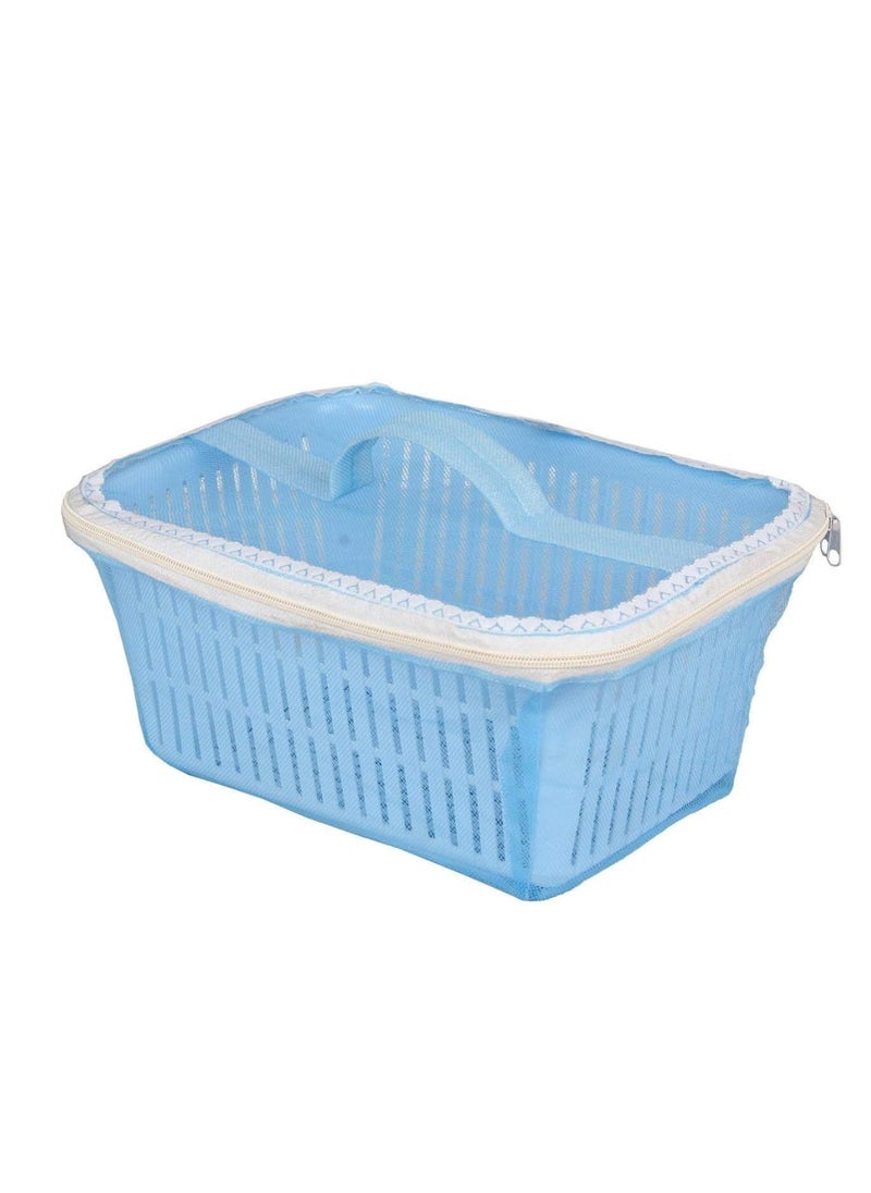 JAHAP CREATION JAHAP CREATION Multipurpose Plastic Storage Basket with Zip Net Cover Durable Lightweight SpaceSaving Organizer for Kitchen Bathroom Office Home Pack 2  - Image 1