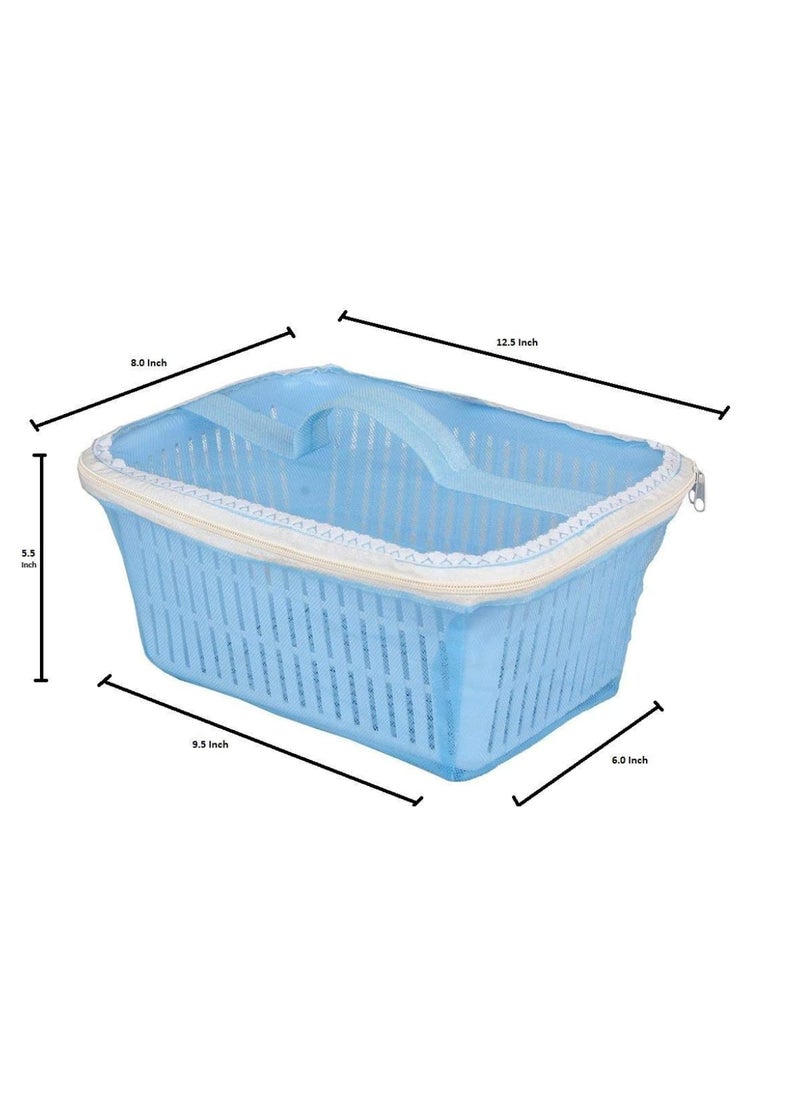 JAHAP CREATION JAHAP CREATION Multipurpose Plastic Storage Basket with Zip Net Cover Durable Lightweight SpaceSaving Organizer for Kitchen Bathroom Office Home Pack 2  - Image 2