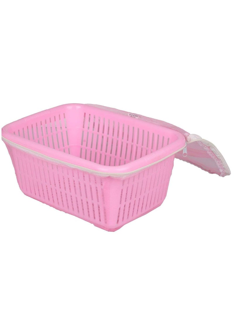 JAHAP CREATION JAHAP CREATION Multipurpose Plastic Storage Basket with Zip Net Cover Durable Lightweight SpaceSaving Organizer for Kitchen Bathroom Office Home Pack 2  - Image 3