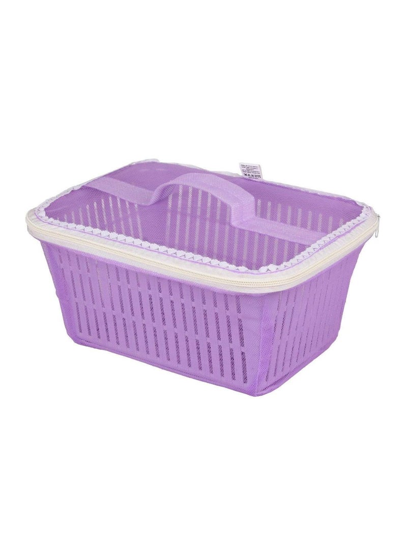 JAHAP CREATION JAHAP CREATION Multipurpose Plastic Storage Basket with Zip Net Cover Durable Lightweight SpaceSaving Organizer for Kitchen Bathroom Office Home Pack 2  - Image 5