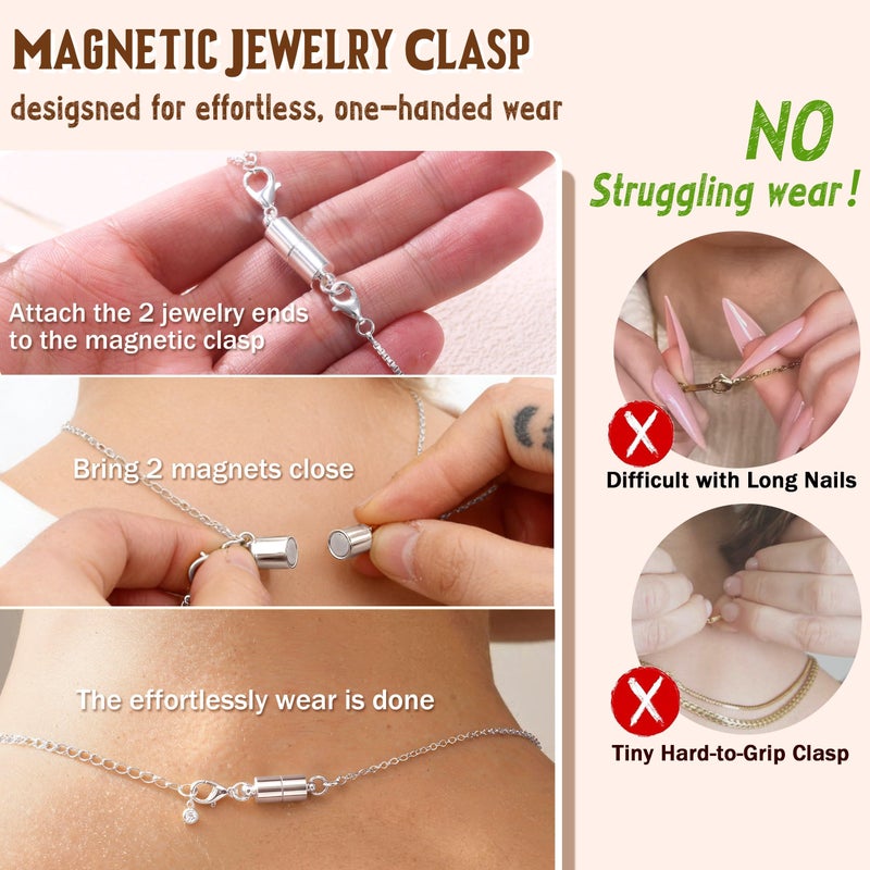 KRFY Extra Strong Magnetic Necklace Clasps and Closures, Necklaces Separator for Layering Stacks, Necklace Chain Extenders for Women, Magnet Detangler Clasp Jewelry Bracelet 8Pcs Silver Color - Image 5