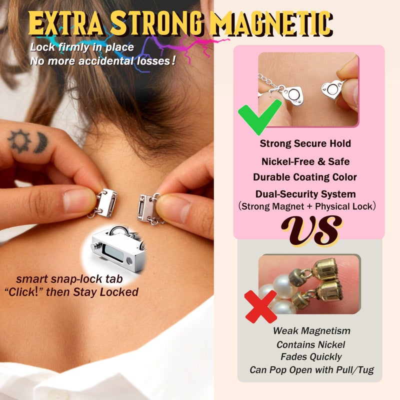 KRFY Extra Strong Magnetic Necklace Clasps and Closures, Necklaces Separator for Layering Stacks, Necklace Chain Extenders for Women, Magnet Detangler Clasp Jewelry Bracelet 8Pcs Silver Color - Image 3