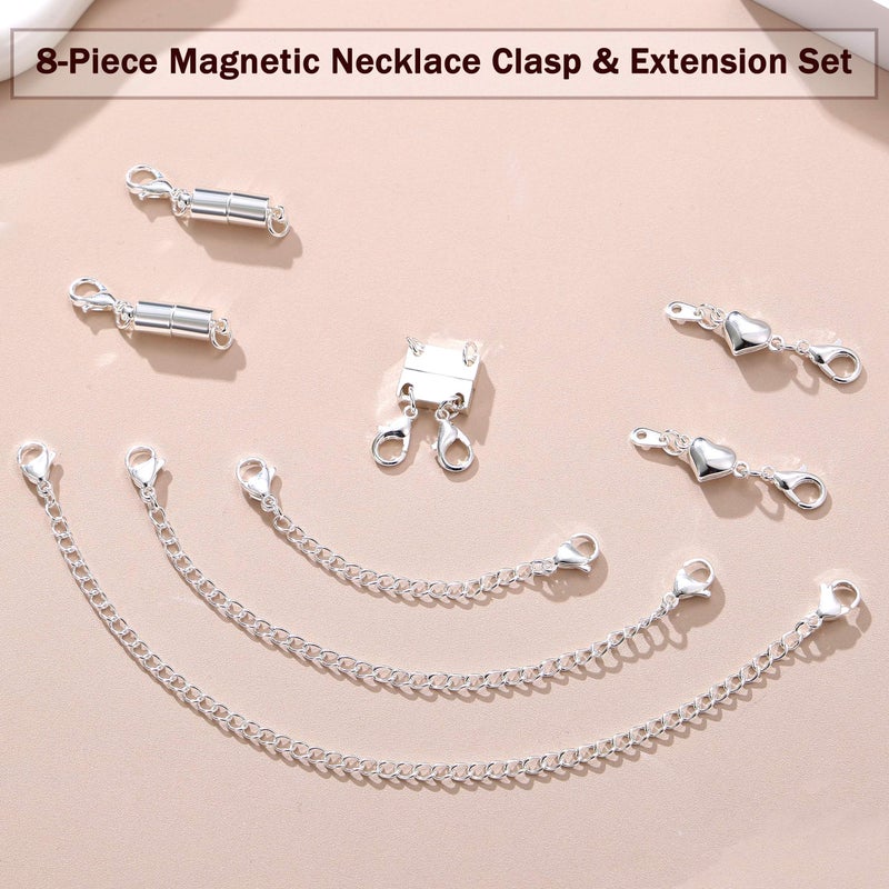 KRFY Extra Strong Magnetic Necklace Clasps and Closures, Necklaces Separator for Layering Stacks, Necklace Chain Extenders for Women, Magnet Detangler Clasp Jewelry Bracelet 8Pcs Silver Color - Image 2