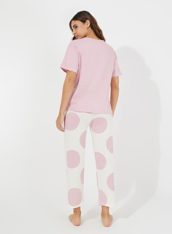 تايك تو طقم من 3 - بنطال وشورت مع تيشيرت بطبعة كرز - Image 4