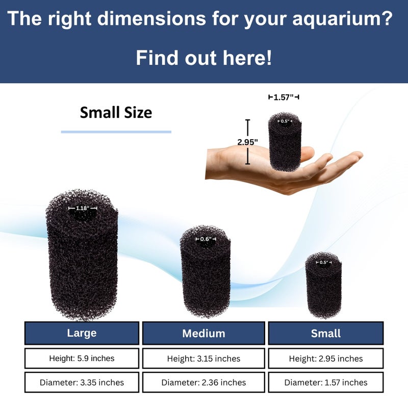 UNEAK 2-Pack Small Premium Pre Filter Sponge Aquarium Intake High-Porosity Foam Roll Fish Tank Shrimp Beta Baby Fish Replacement Foam Cover Filtration Freshwater Saltwater 5-20 Gallons Easy to Clean - Image 2