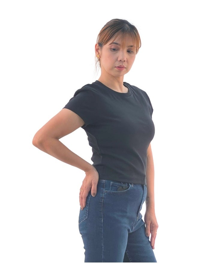 JOANNA JOANNA 193298 Women's Slim Fit Half Sleeve T-Shirt - Black - Image 2