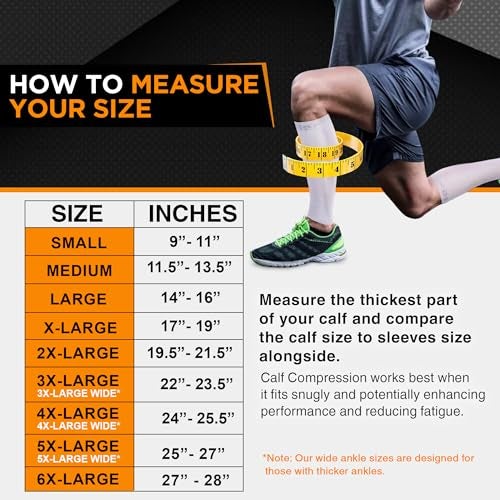 Doc Miller Compression Calf Sleeve for Men & Women – 20-30mmHg Graduated Support for Running, Shin Splints, Calf Strain – Knee High, Small to 6XL Plus Size - Image 3