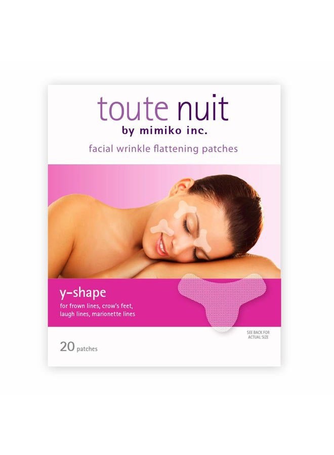 Toute Nuit by Mimiko Inc. Toute Nuit Wrinkle Patches – Y Shape – Face Tape for Forehead, Between the Eyes & Around Mouth – Hypoallergenic Anti Wrinkle Patches – 20 Count, Made in USA - Image 1