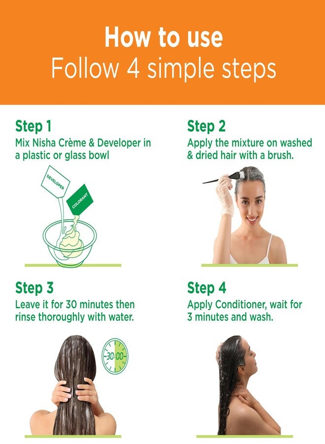 نيشا صبغة شعر دائمة من نيشا كريم، تدوم طويلاً، لون شعر يمنح لمعاناً عميقاً، تغطية كاملة للشعر الأبيض، مرطب بأعشاب طبيعية (40 غرام) بني طبيعي (عبوة من 4) - Image 5