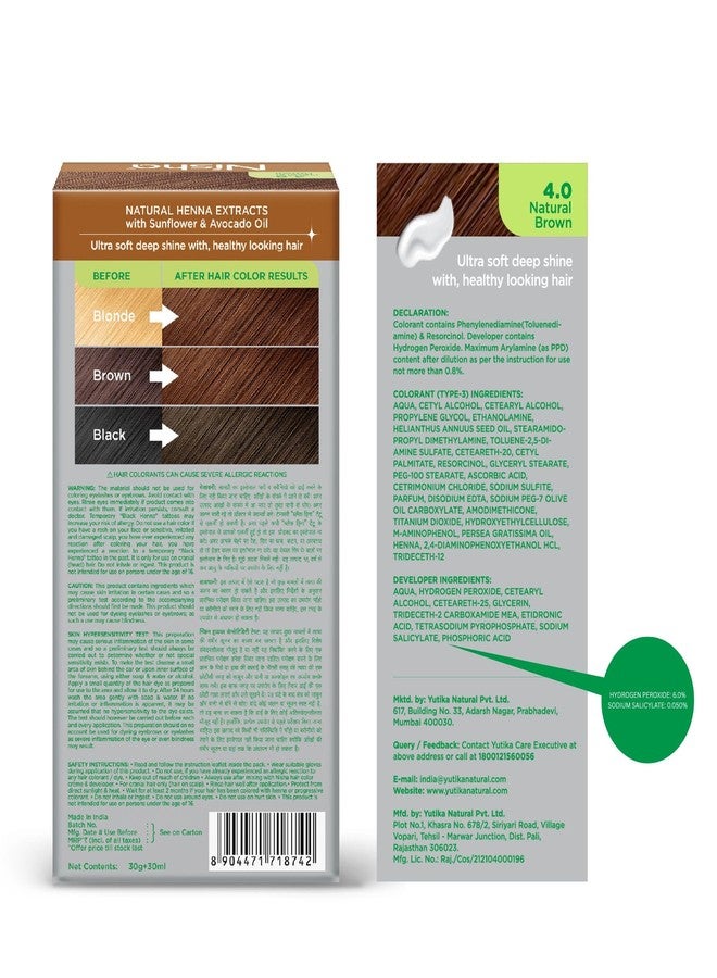 نيشا صبغة شعر دائمة من نيشا كريم، تدوم طويلاً، لون شعر يمنح لمعاناً عميقاً، تغطية كاملة للشعر الأبيض، مرطب بأعشاب طبيعية (40 غرام) بني طبيعي (عبوة من 4) - Image 2