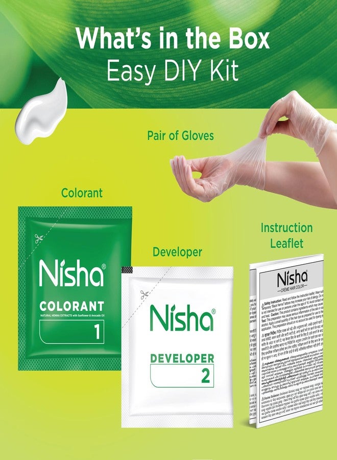نيشا صبغة شعر دائمة من نيشا كريم، تدوم طويلاً، لون شعر يمنح لمعاناً عميقاً، تغطية كاملة للشعر الأبيض، مرطب بأعشاب طبيعية (40 غرام) بني طبيعي (عبوة من 4) - Image 4