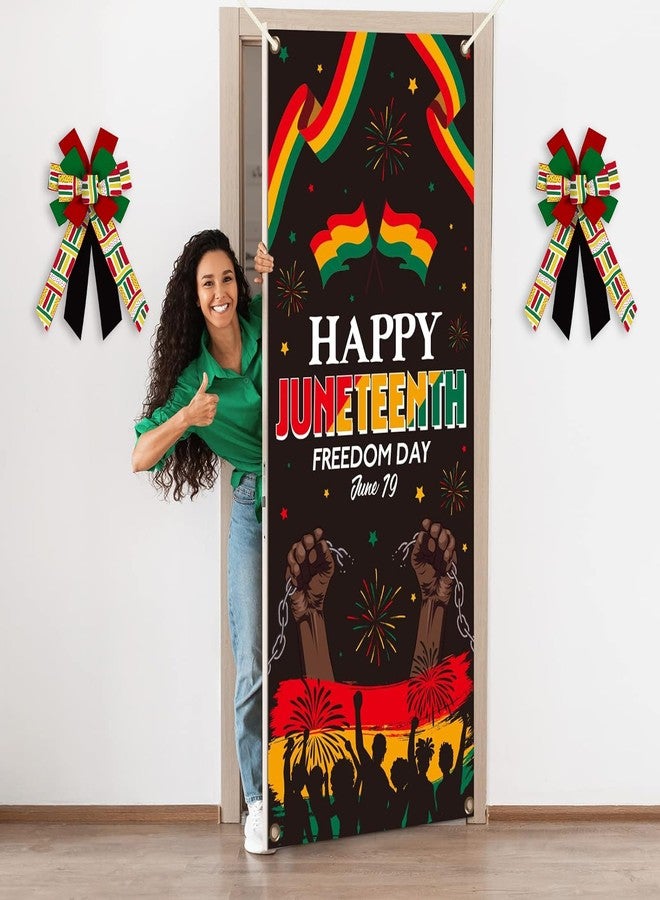 Threetols Large Juneteenth Bows for Wreath, Kwanzaa Wreath Bows Black History Month Bows for Front Door, Farmhouse Ornament Burple Tree Bows for African American Holiday Indoor Outdoor Decor - Image 5