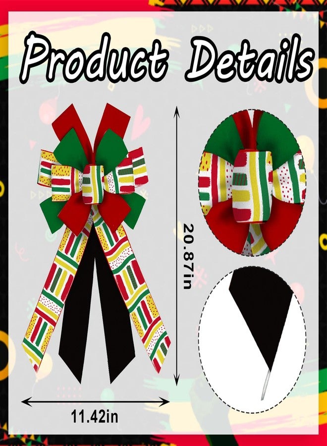 Threetols Large Juneteenth Bows for Wreath, Kwanzaa Wreath Bows Black History Month Bows for Front Door, Farmhouse Ornament Burple Tree Bows for African American Holiday Indoor Outdoor Decor - Image 2