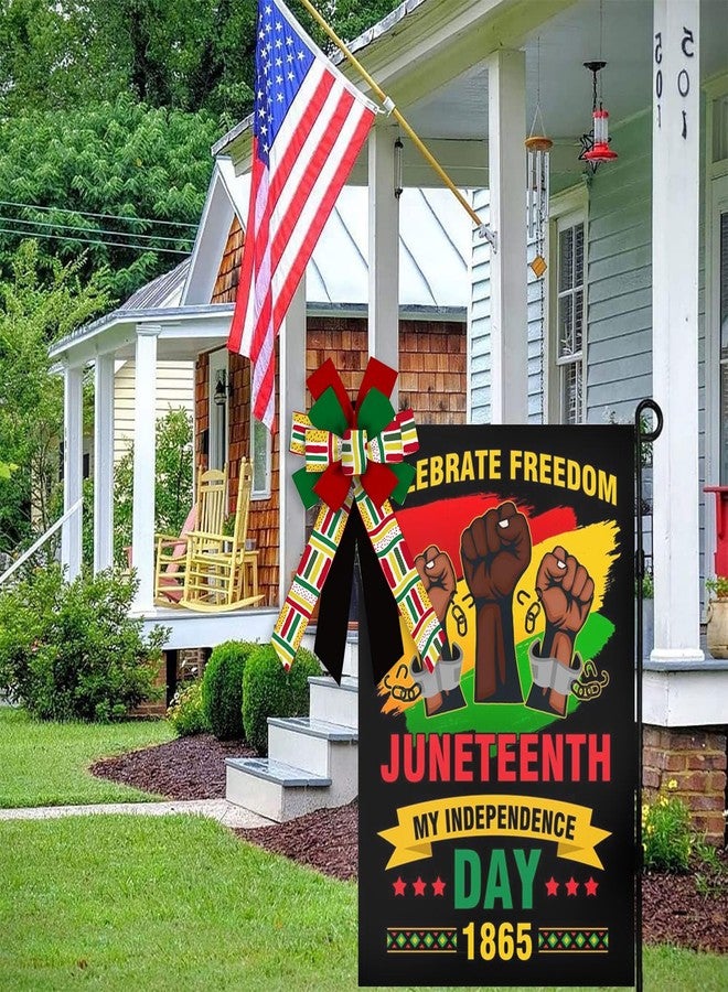 Threetols Large Juneteenth Bows for Wreath, Kwanzaa Wreath Bows Black History Month Bows for Front Door, Farmhouse Ornament Burple Tree Bows for African American Holiday Indoor Outdoor Decor - Image 3