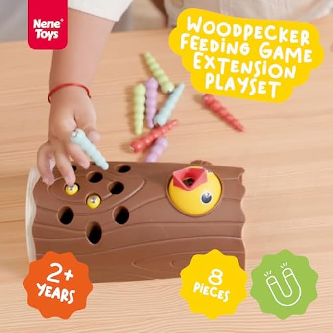 8 COLORED WORMS REFILL - REPLACEMENT PARTS SET FOR 2+ YEAR OLD BOYS AND GIRLS FEED CHICK GAME - DEVELOPS FINE MOTOR AND PROBLEM SOLVING SKILLS - Image 3