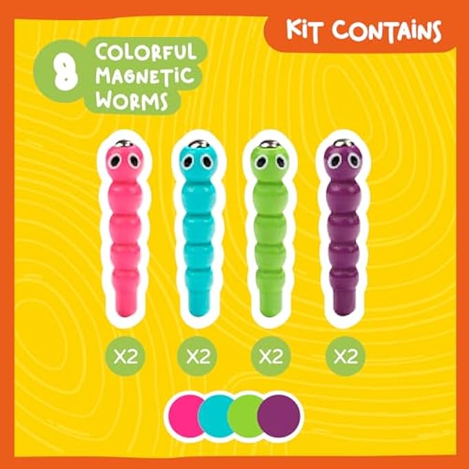 8 COLORED WORMS REFILL - REPLACEMENT PARTS SET FOR 2+ YEAR OLD BOYS AND GIRLS FEED CHICK GAME - DEVELOPS FINE MOTOR AND PROBLEM SOLVING SKILLS - Image 4