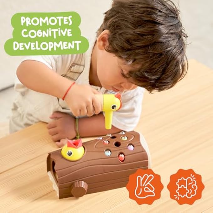 8 COLORED WORMS REFILL - REPLACEMENT PARTS SET FOR 2+ YEAR OLD BOYS AND GIRLS FEED CHICK GAME - DEVELOPS FINE MOTOR AND PROBLEM SOLVING SKILLS - Image 5