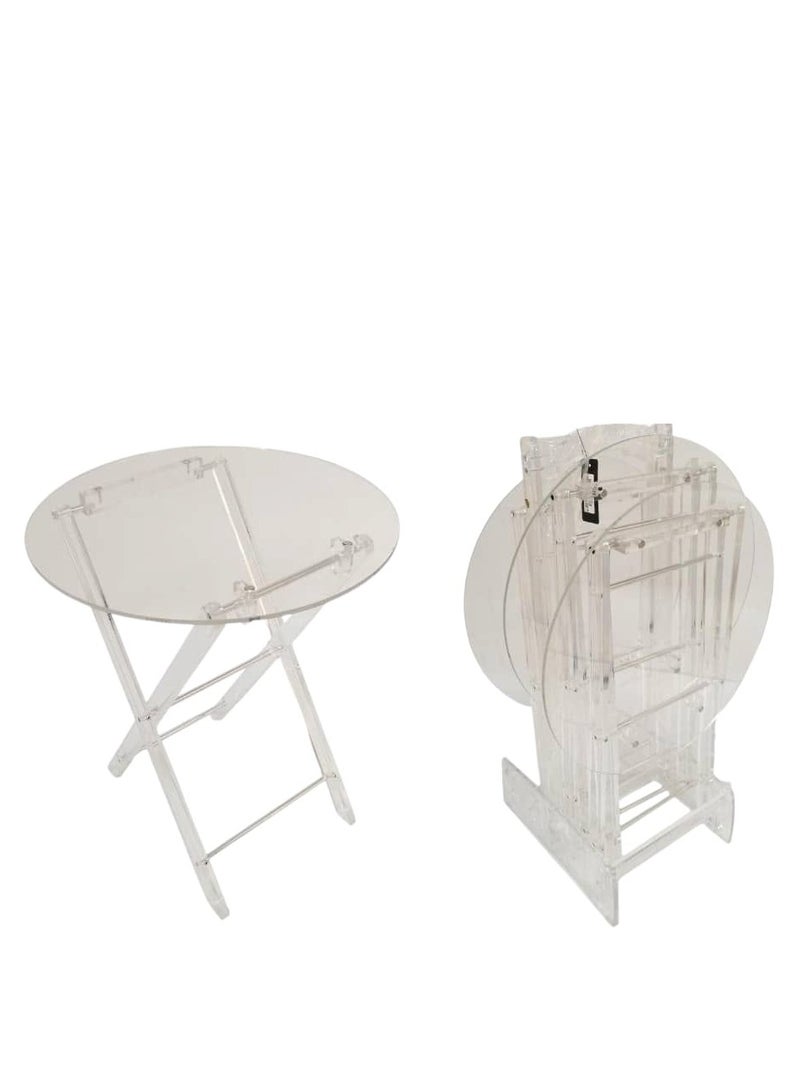 AL KHALDIYA 4-piece clear acrylic folding side tables for a stylish and perfect home, suitable for serving