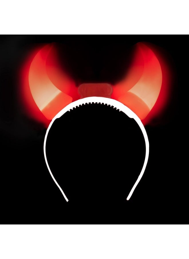 ThePartyPopper 1 Pc Devil Ear Glow Horn Headband Light Up LED Devil Horns for Halloween Costume - Image 1