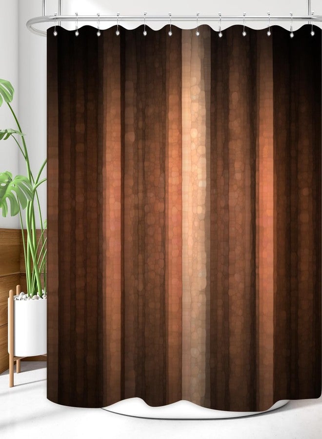 ZXMBF Brown Copper Shower Curtain Bronze Rust Striped Earth Tone Pale for Mens Peach Tan Clay Strip Farmhouse Rustic Vintage Bathroom Fabric 72x72 Inch with Plastic Hook - Image 3