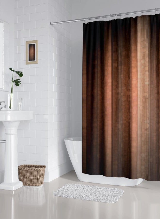 ZXMBF Brown Copper Shower Curtain Bronze Rust Striped Earth Tone Pale for Mens Peach Tan Clay Strip Farmhouse Rustic Vintage Bathroom Fabric 72x72 Inch with Plastic Hook - Image 5