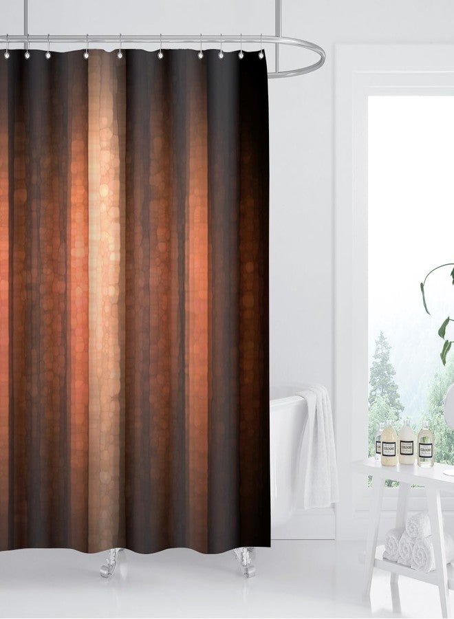 ZXMBF Brown Copper Shower Curtain Bronze Rust Striped Earth Tone Pale for Mens Peach Tan Clay Strip Farmhouse Rustic Vintage Bathroom Fabric 72x72 Inch with Plastic Hook - Image 2