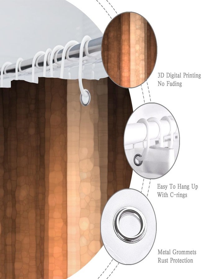 ZXMBF Brown Copper Shower Curtain Bronze Rust Striped Earth Tone Pale for Mens Peach Tan Clay Strip Farmhouse Rustic Vintage Bathroom Fabric 72x72 Inch with Plastic Hook - Image 4