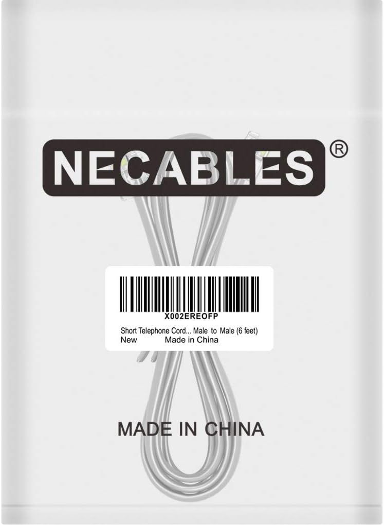 NECABLES Phone Cord 6ft Telephone Cord Phone Cable RJ11 6P4C Male to Male for Landline and Fax - 6 Feet - Image 3