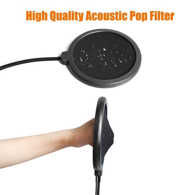 Softline Pro Inch Pop Filter Shield Mask for Studio Microphone, Double Mesh Wind Screen with 360° Flexible Gooseneck and Quick Mount or Release Clamp for Recording and Broadcast Studio, SP-PF-001 6 - Image 2