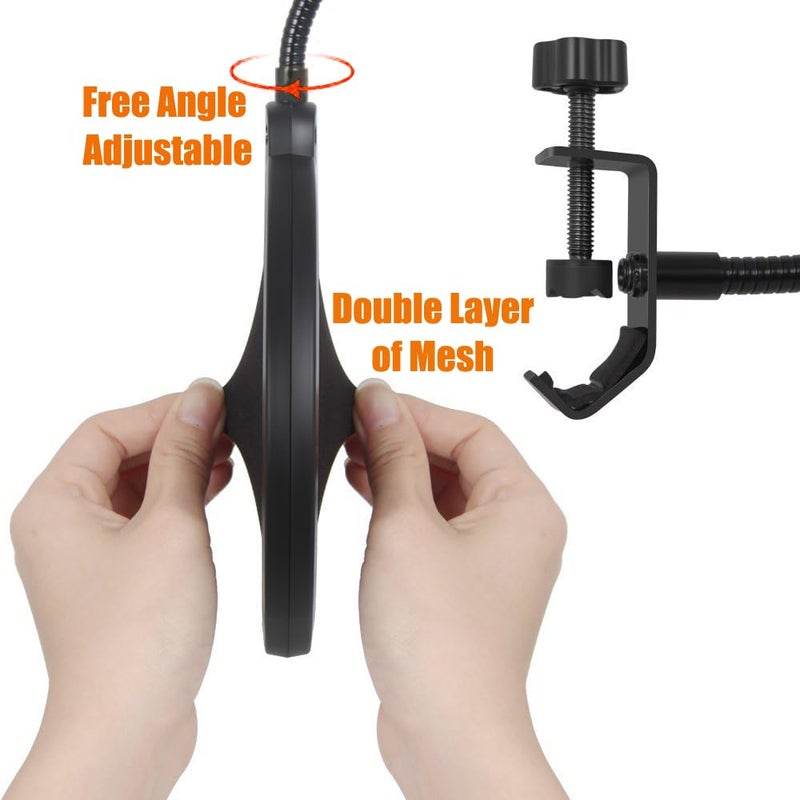Softline Pro Inch Pop Filter Shield Mask for Studio Microphone, Double Mesh Wind Screen with 360° Flexible Gooseneck and Quick Mount or Release Clamp for Recording and Broadcast Studio, SP-PF-001 6 - Image 5