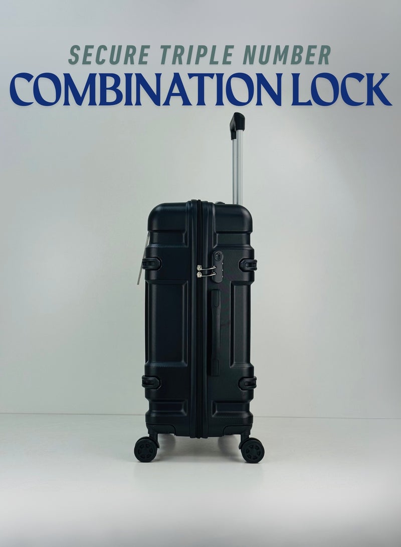 SAW & SEE Premium ABS+PC Unbreakable Anti-fall protection Hard Shell Durable Strong Luggage 3-Piece Suitcase Set, Lightweight Trolley Bags with 4 double Spinner Wheels, Combination security Lock and Compressed ABS+PC Material Durable Travel Suitcases– 12 Kg, 23 Kg, 35 Kg - 20" / 24" / 28" – Black - Image 4