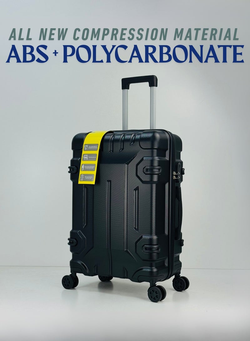 SAW & SEE Premium ABS+PC Unbreakable Anti-fall protection Hard Shell Durable Strong Luggage 3-Piece Suitcase Set, Lightweight Trolley Bags with 4 double Spinner Wheels, Combination security Lock and Compressed ABS+PC Material Durable Travel Suitcases– 12 Kg, 23 Kg, 35 Kg - 20" / 24" / 28" – Black - Image 2