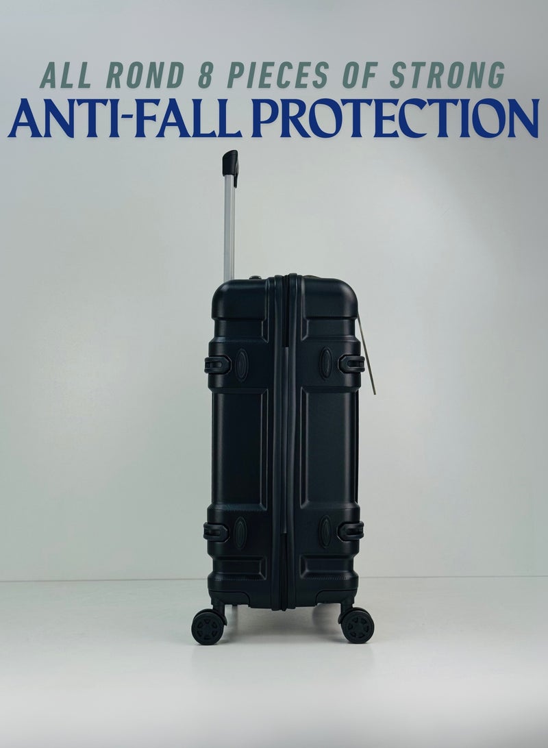 SAW & SEE Premium ABS+PC Unbreakable Anti-fall protection Hard Shell Durable Strong Luggage 3-Piece Suitcase Set, Lightweight Trolley Bags with 4 double Spinner Wheels, Combination security Lock and Compressed ABS+PC Material Durable Travel Suitcases– 12 Kg, 23 Kg, 35 Kg - 20" / 24" / 28" – Black - Image 5