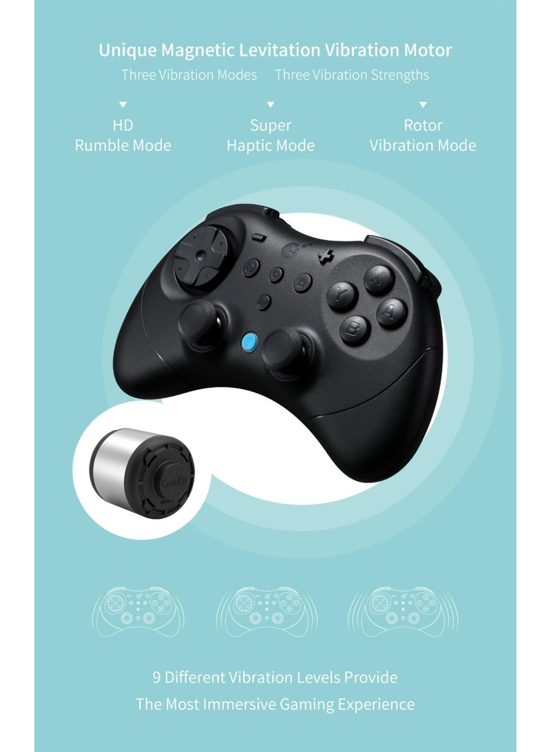 GuliKit Elves 2 Pro Wireless Game Controller for Switch/Switch 2,PC,Hall Effect Joysticks,1000Hz Polling Rate,Magnetic Vibrator for HD,Super Haptic,Rotary Rumble, APG Button,Switch2 Wake Up - Image 3