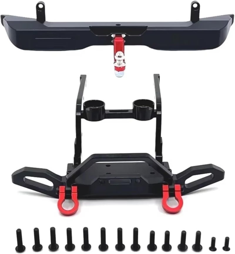 مصد RC متوافق مع MJX لـ Hyper Go H12Y H12Y+ سيارة RC زاحفة بمقياس 1/12 قطع ترقية وملحقات ممتص صدمات أمامي وخلفي من سبيكة الألومنيوم (أحمر) - Image 4