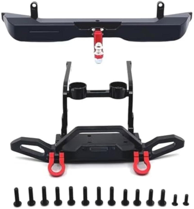 مصد RC متوافق مع MJX لـ Hyper Go H12Y H12Y+ سيارة RC زاحفة بمقياس 1/12 قطع ترقية وملحقات ممتص صدمات أمامي وخلفي من سبيكة الألومنيوم (أحمر) - Image 1