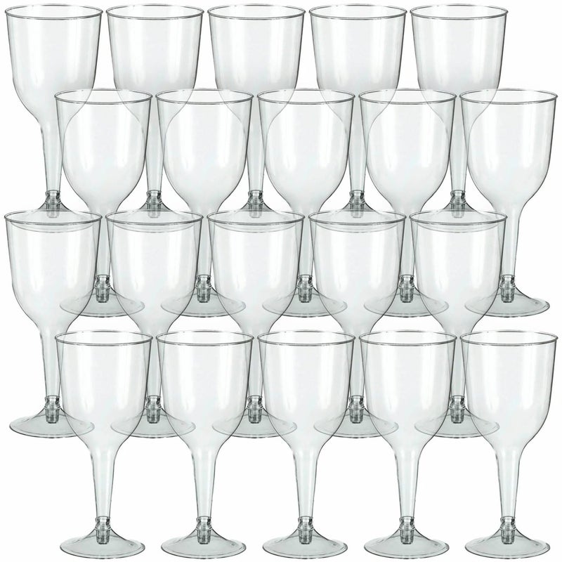 Amscan كؤوس نبيذ بلاستيكية شفافة أنيقة من أمتسكان - 10 أونص، عبوة 20، متينة وقابلة لإعادة الاستخدام، أدوات شرب أنيقة لأي مناسبة