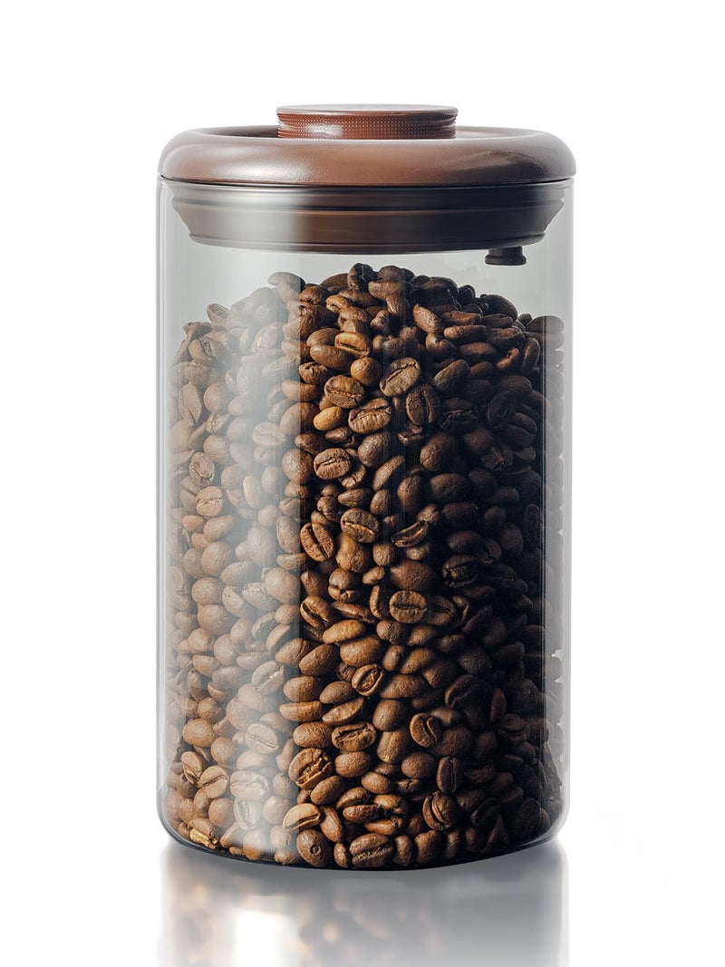 Tourdeus Coffee Canister for Ground Coffee, 13 oz Borosilicate Air Tight Coffee Bean Container with Pop Lid, COâ‚‚ Releasing Valve for Grounds Coffee, Anti-UV - Image 1