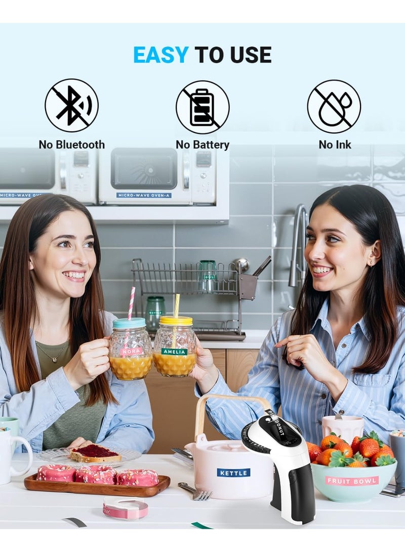 فوميمو Phomemo صانعة ملصقات، ماكينة طباعة ملصقات بارزة بتصميم كلاسيكي (فينتيج) مع 6 أشرطة - صانعة ملصقات بارزة يدوية للأعمال اليدوية، مستلزمات سجلات القصاصات والمذكرات القديمة، ماكينة طباعة بارزة ريترو مع أشرطة سوداء مقاومة للماء بعرض 9 مم - Image 4