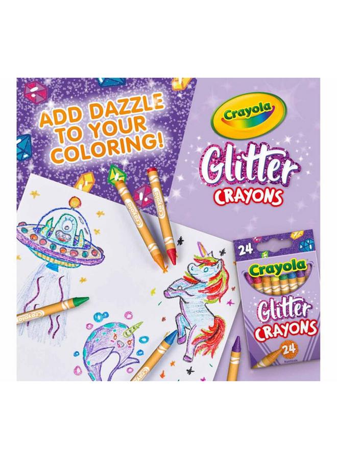 Crayola 24-Piece Nontoxic Glitter Crayon Set Multicolor CRA5237150001 - Image 4
