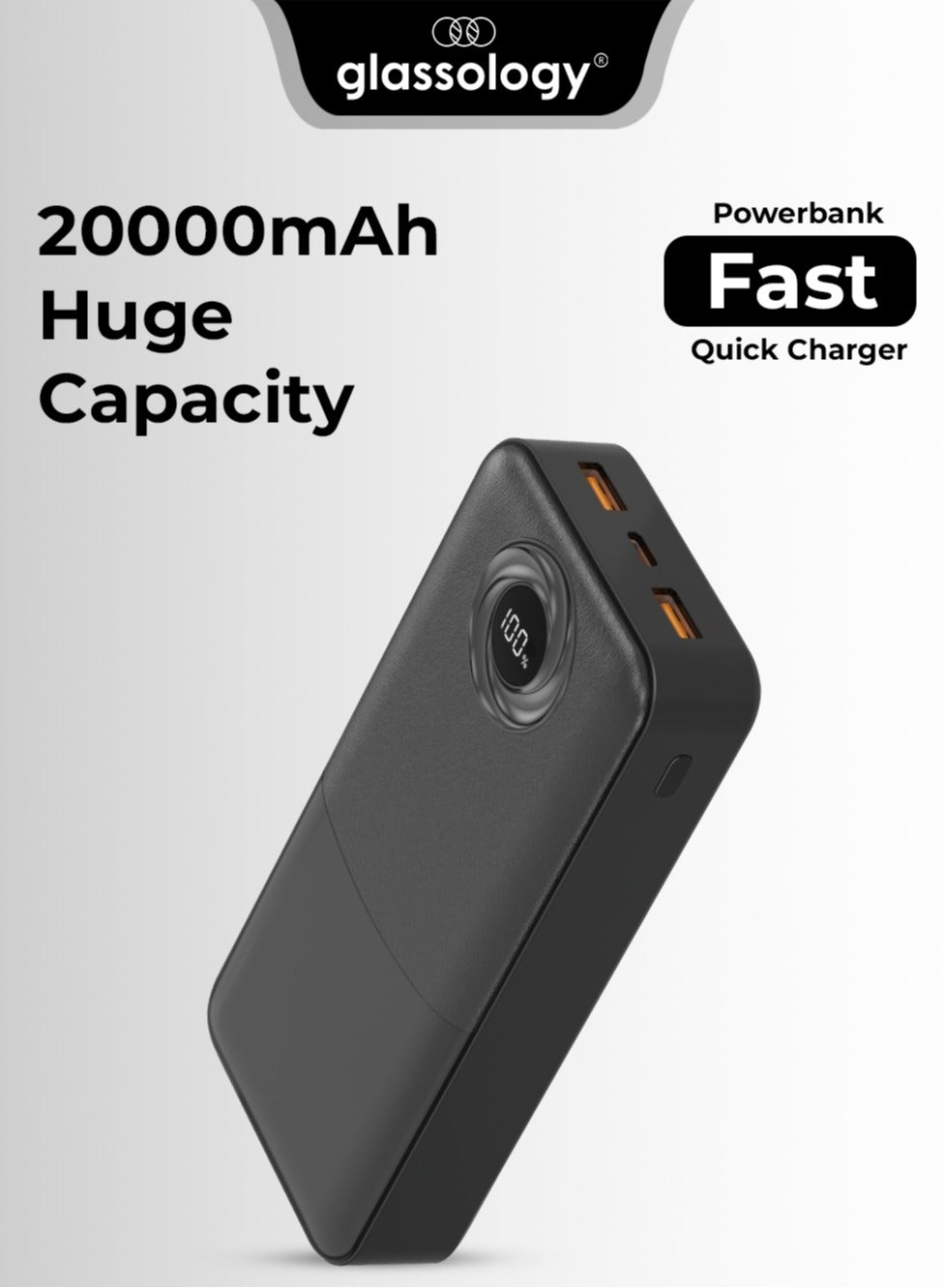 20000mAh High Capacity Power Bank PD 20W & QC 22.5W Fast Charging Dual USB Output Smart Digital Display Multi Device Safe Charging Over Charge Protection Compatible with iPhone, Samsung Galaxy & All USB Devices