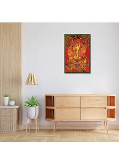 Namaste Home Namaste Home Laminated Poster Shri Ganesha under The Tree Traditional Painting Kerala Mural Art Laminated Paper Laminated Paper Size 12X18 Inches MultiColor 