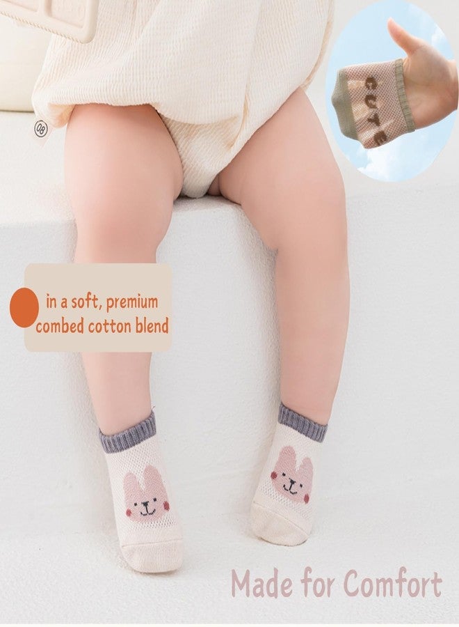 Ahamo 4 Pairs Baby Winter Non-Slip Socks for 0-12 Months Boys Girls - Cute Bunny Design Winter Cotton Ankle Socks for Infants Toddlers - Image 5