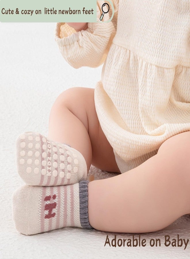 Ahamo 4 Pairs Baby Winter Non-Slip Socks for 0-12 Months Boys Girls - Cute Bunny Design Winter Cotton Ankle Socks for Infants Toddlers - Image 4