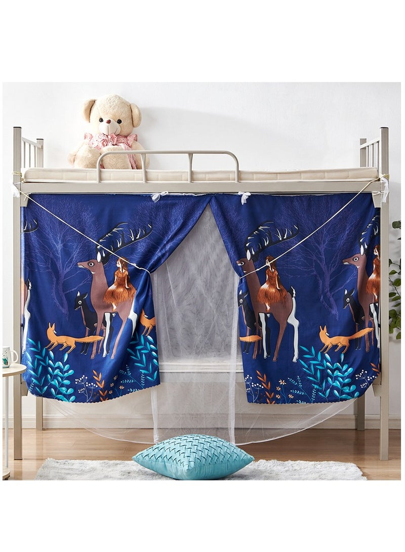 Bluejw Artistic Cartoon-Patterned Lower-Tier Curtains Cotton-Blend Fabric Dormitory Bed Curtains Essential For Private Dormitory Spaces - Image 1