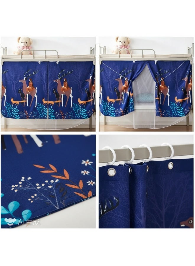 Bluejw Artistic Cartoon-Patterned Lower-Tier Curtains Cotton-Blend Fabric Dormitory Bed Curtains Essential For Private Dormitory Spaces - Image 2