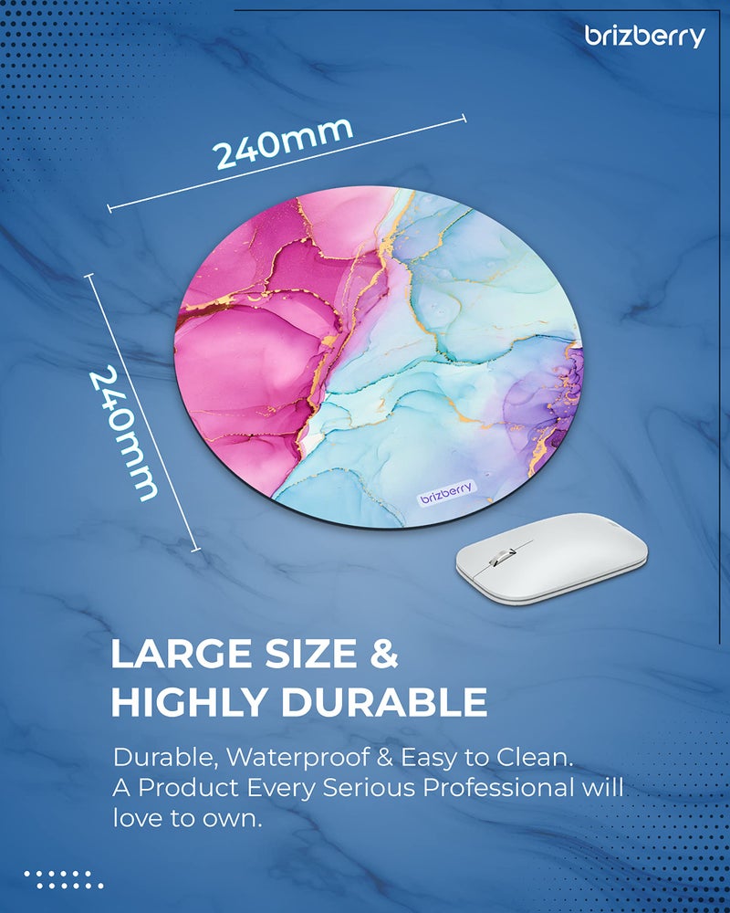 ARTBRIZ Brizberry Mouse Pad, Large Printed Waterproof Anti Skid Rubber Base for Desktop Laptop PC Office Gaming 240 X 240 X 3 mm [20% Larger] (Marble Texture 4, Pack of 1) - Image 5